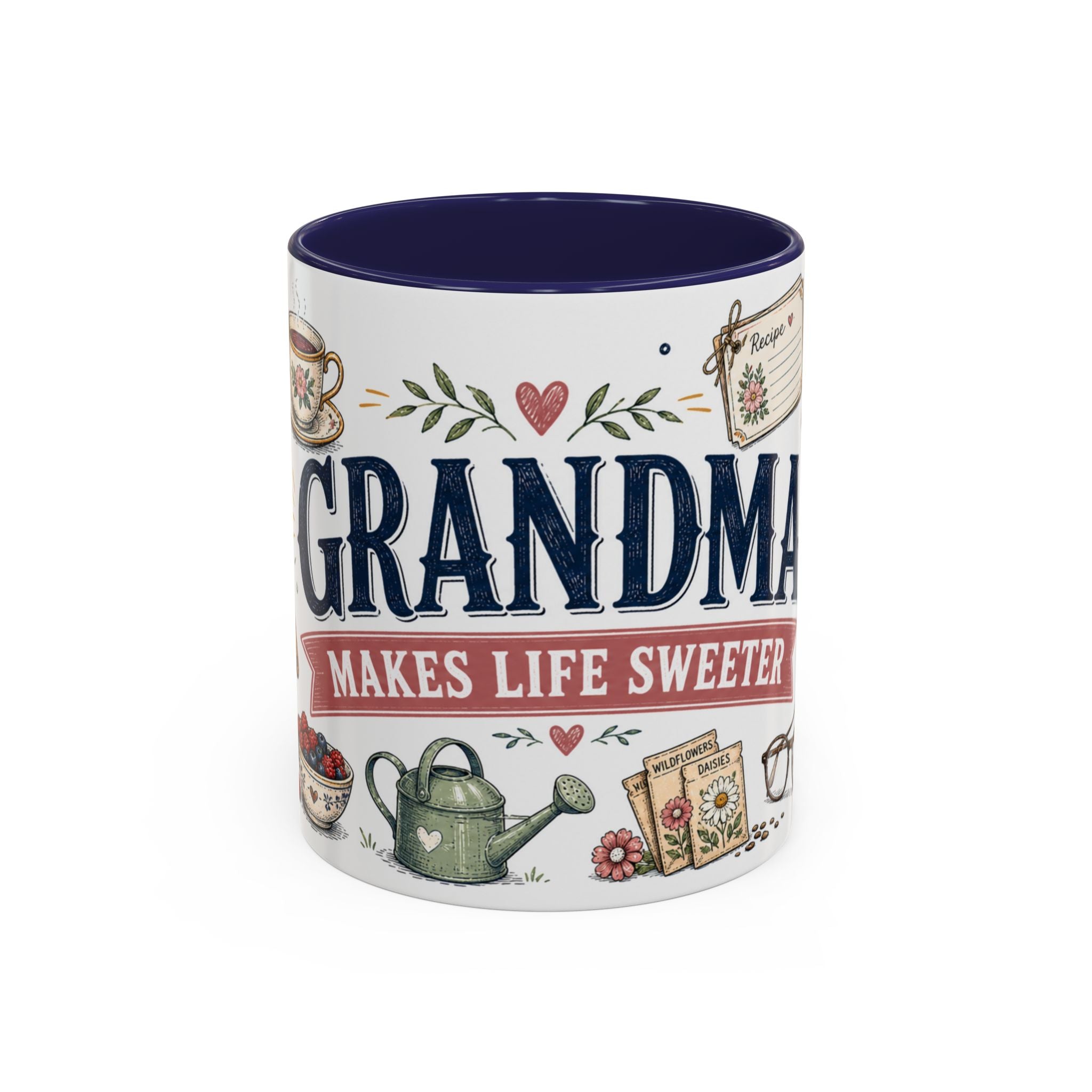 Grandma Makes Life Sweeter Coffee Mug | Gift From Grandkids | Accent Color Ceramic 11oz 15oz