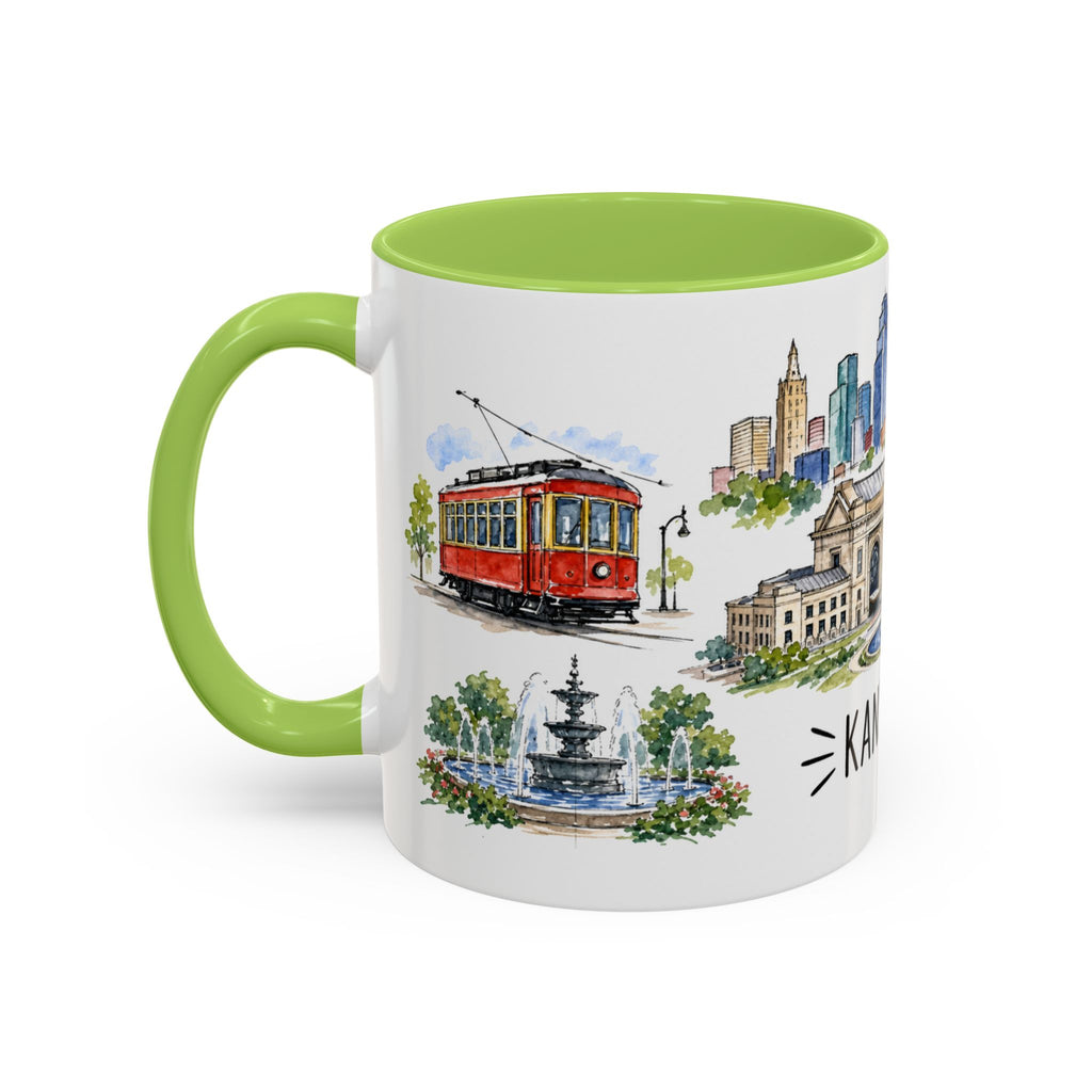 Kansas City Illustrated Travel Mug | City Souvenir Accent Coffee Mug | 11oz 15oz Ceramic Cup