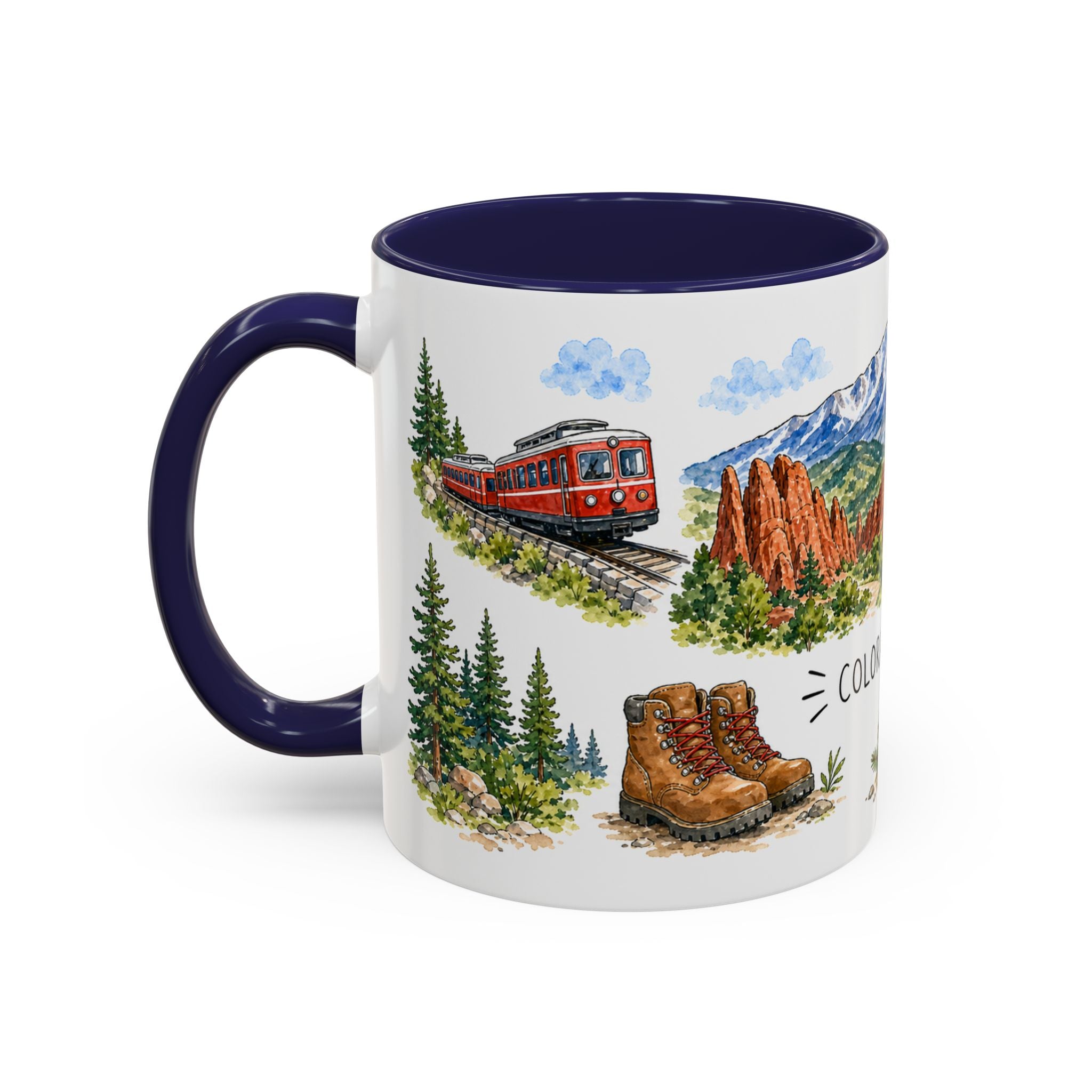 Colorado Springs Illustrated Travel Mug | City Souvenir Accent Coffee Mug | 11oz 15oz Ceramic Cup