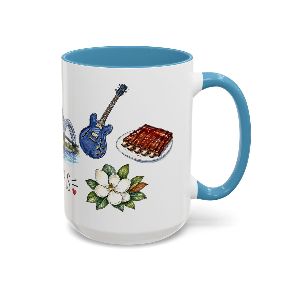 Memphis Illustrated Travel Mug | City Souvenir Accent Coffee Mug | 11oz 15oz Ceramic Cup