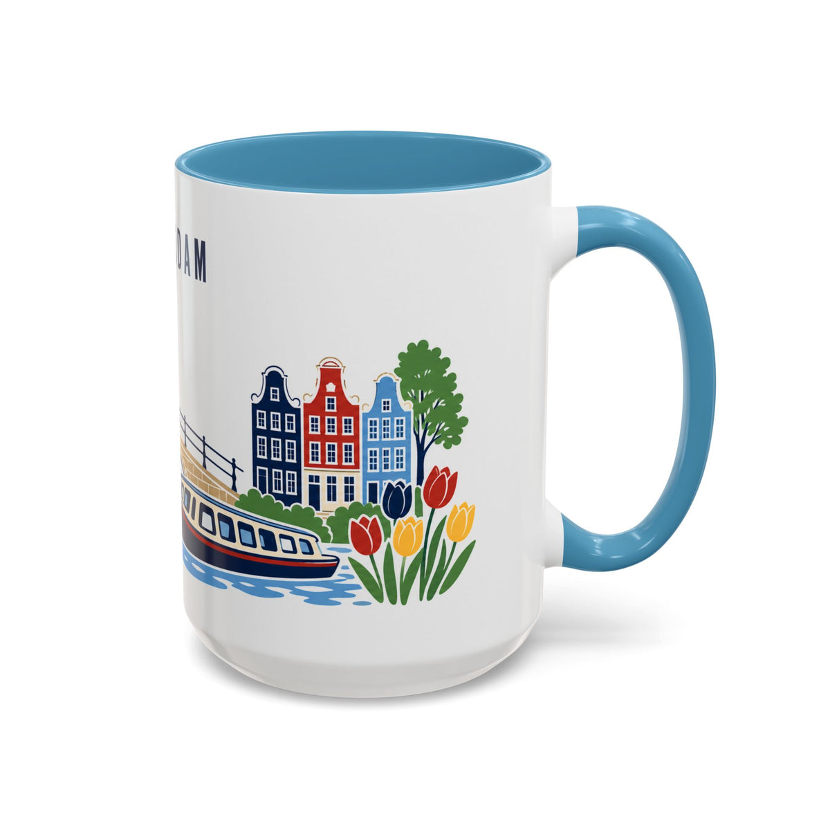 Amsterdam Coffee Mug | Netherlands Travel Souvenir | Porcelain Decal City Gift | 11oz 15oz Accent Mug