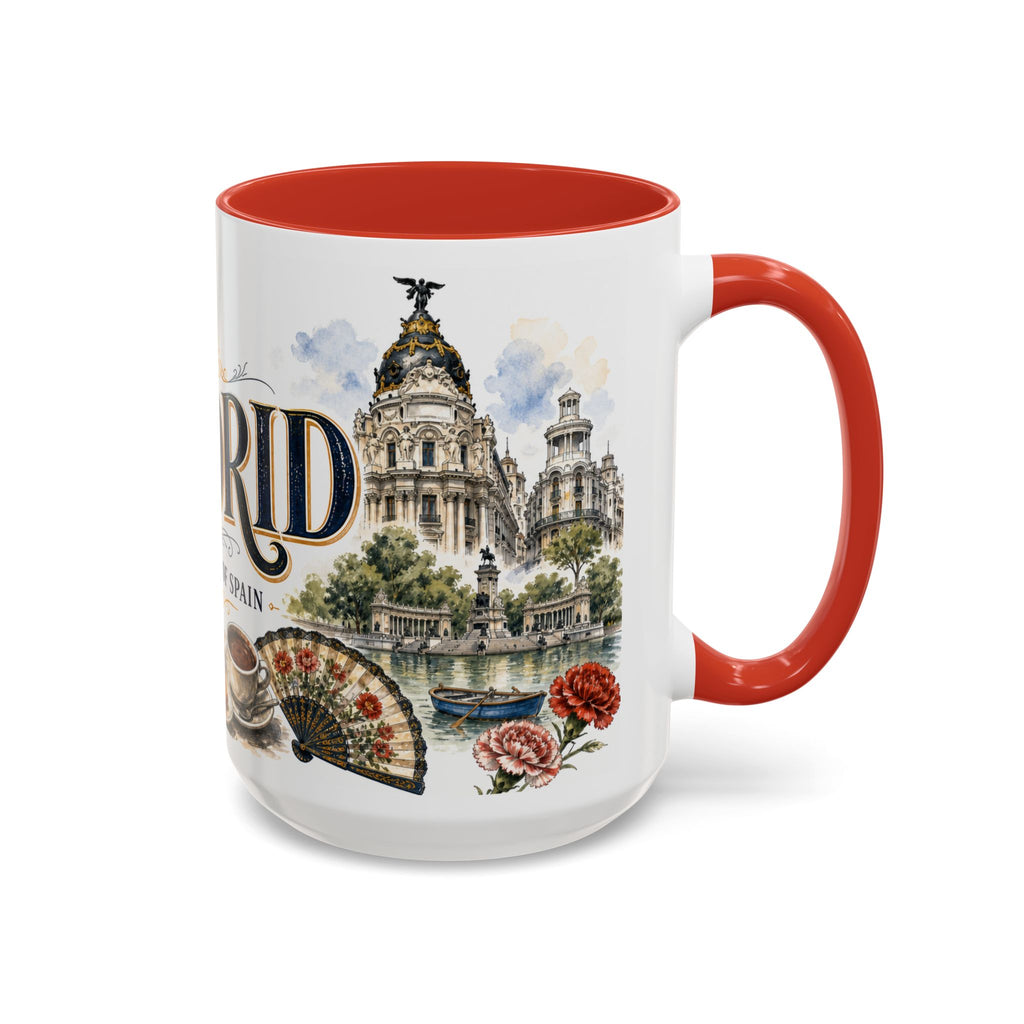 Madrid Coffee Mug | Spain Travel Souvenir | Vintage Illustrated City Gift | 11 oz 15 oz Accent Mug