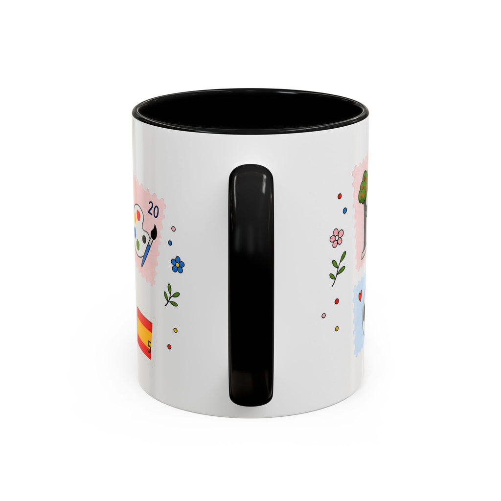 Madrid Coffee Mug | Postage Stamp Collage Mug | Travel Souvenir Accent Cup 11oz 15oz