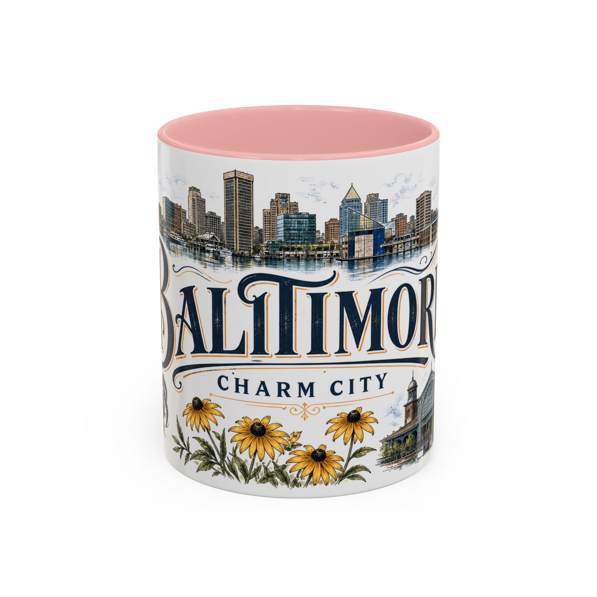 Baltimore Coffee Mug | United States Travel Souvenir | Vintage Illustrated City Gift | 11 oz 15 oz Accent Mug