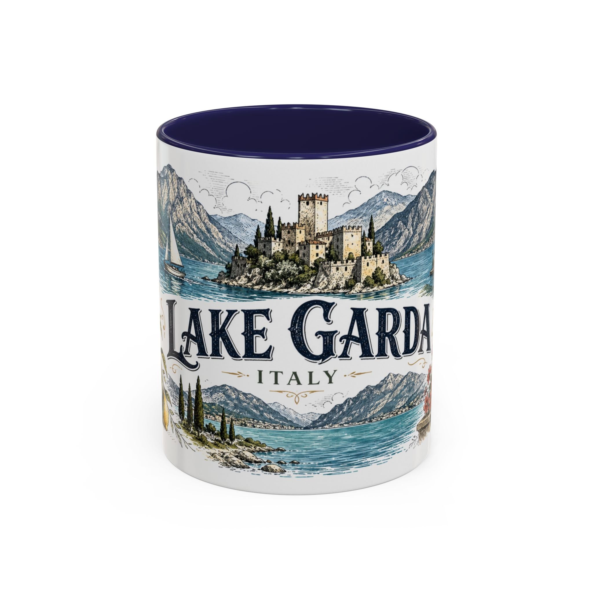 Lake Garda Mug, Italy Travel Souvenir, Bucket List Gift, Accent Ceramic Coffee Mug 11oz 15oz