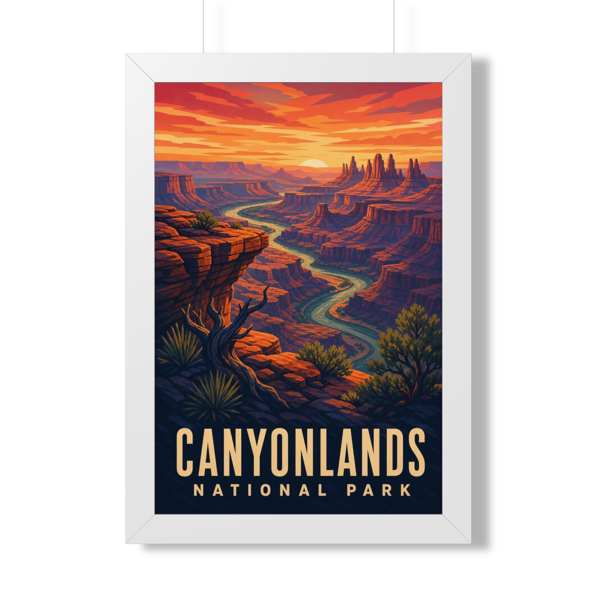 Canyonlands National Park Framed Poster | Vintage Travel Wall Art | Black Walnut White Frame | 16x24 20x30