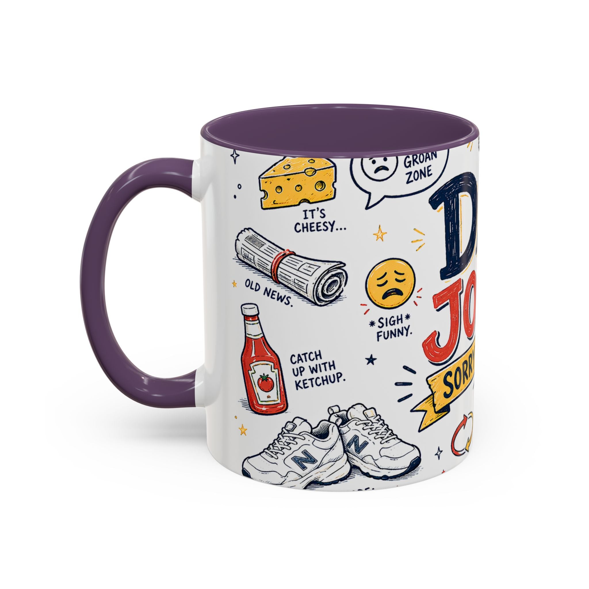 Dad Jokes Sorry Not Sorry Coffee Mug | Father's Day Gift for Dad | Accent Color Ceramic 11oz 15oz