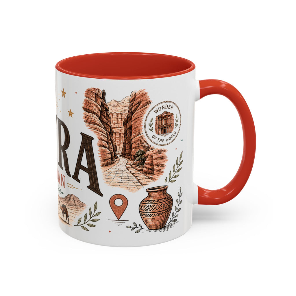 Petra Coffee Mug | Travel Destination Souvenir Gift | Accent Color Ceramic 11oz 15oz