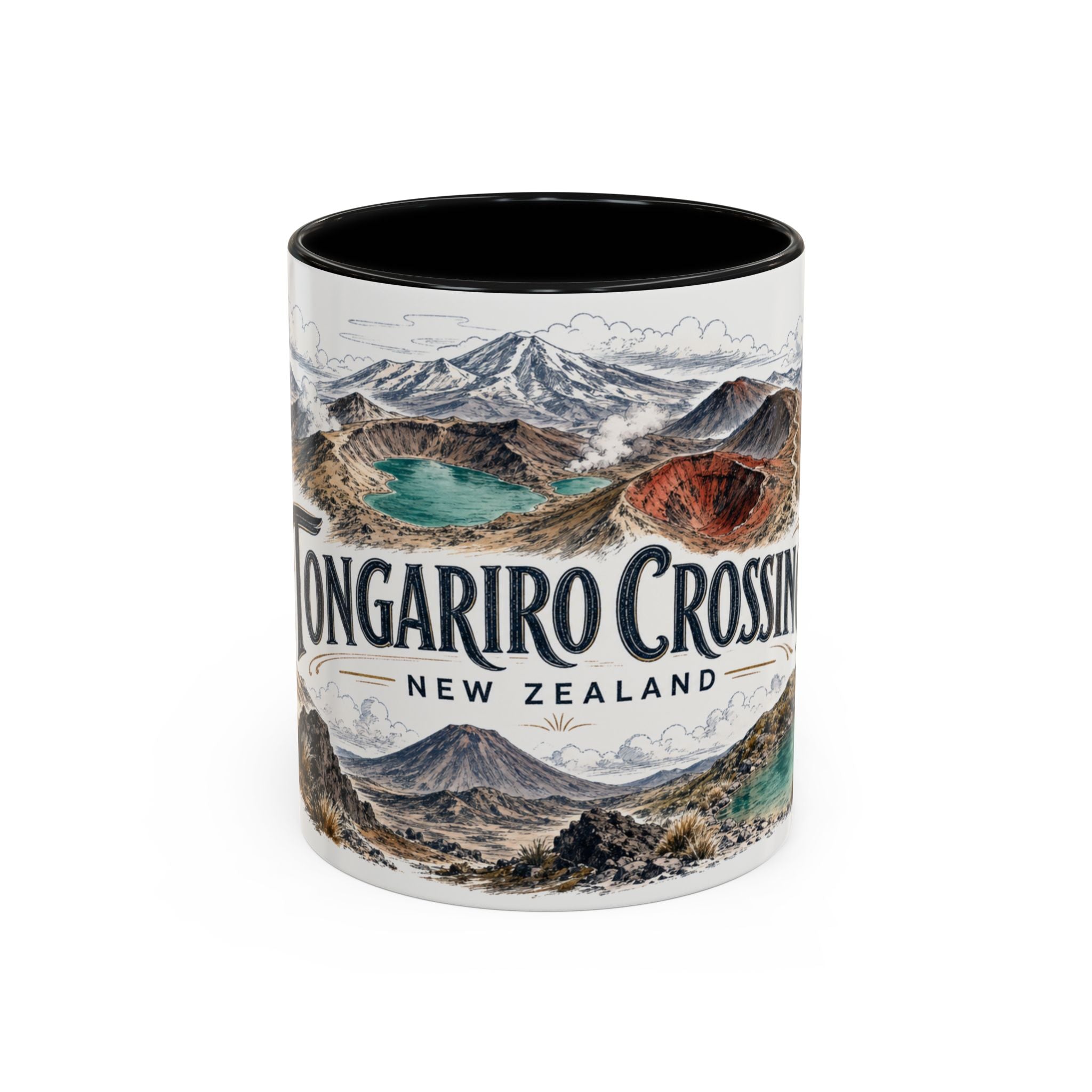 Tongariro Crossing Mug, New Zealand Travel Souvenir, Bucket List Gift, Accent Ceramic Coffee Mug 11oz 15oz
