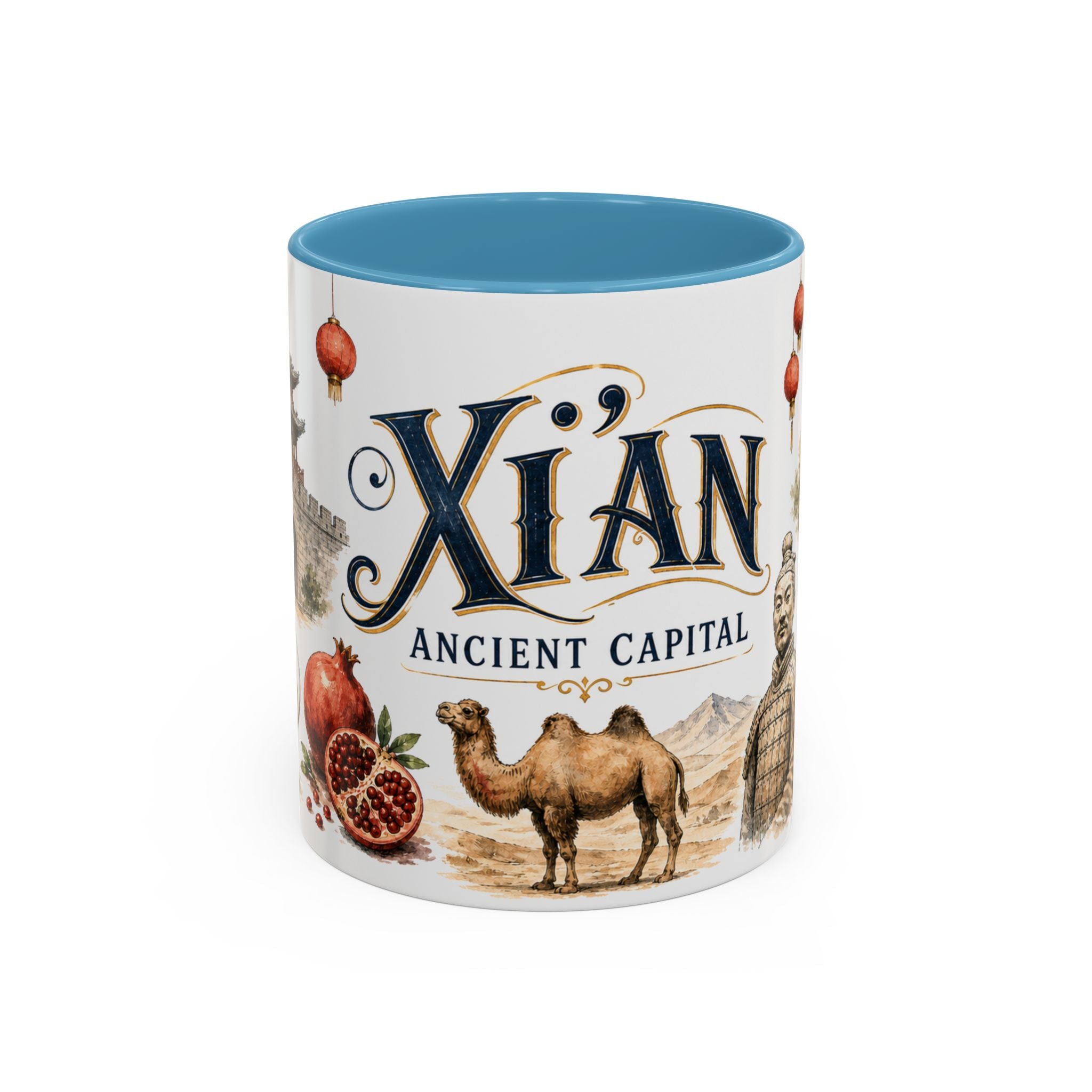 Xi'an Coffee Mug | China Travel Souvenir | Vintage Illustrated City Gift | 11 oz 15 oz Accent Mug