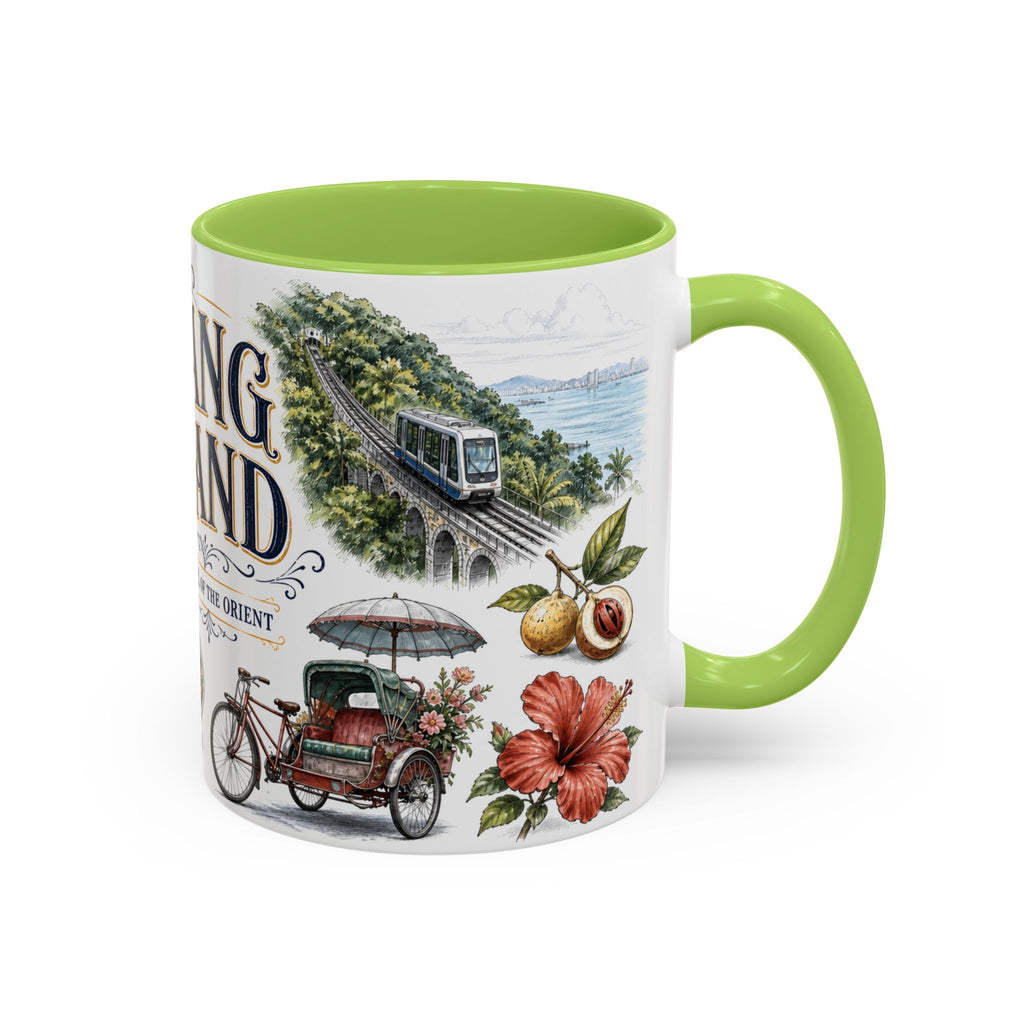 Penang Island Coffee Mug | Malaysia Travel Souvenir | Vintage Illustrated City Gift | 11 oz 15 oz Accent Mug