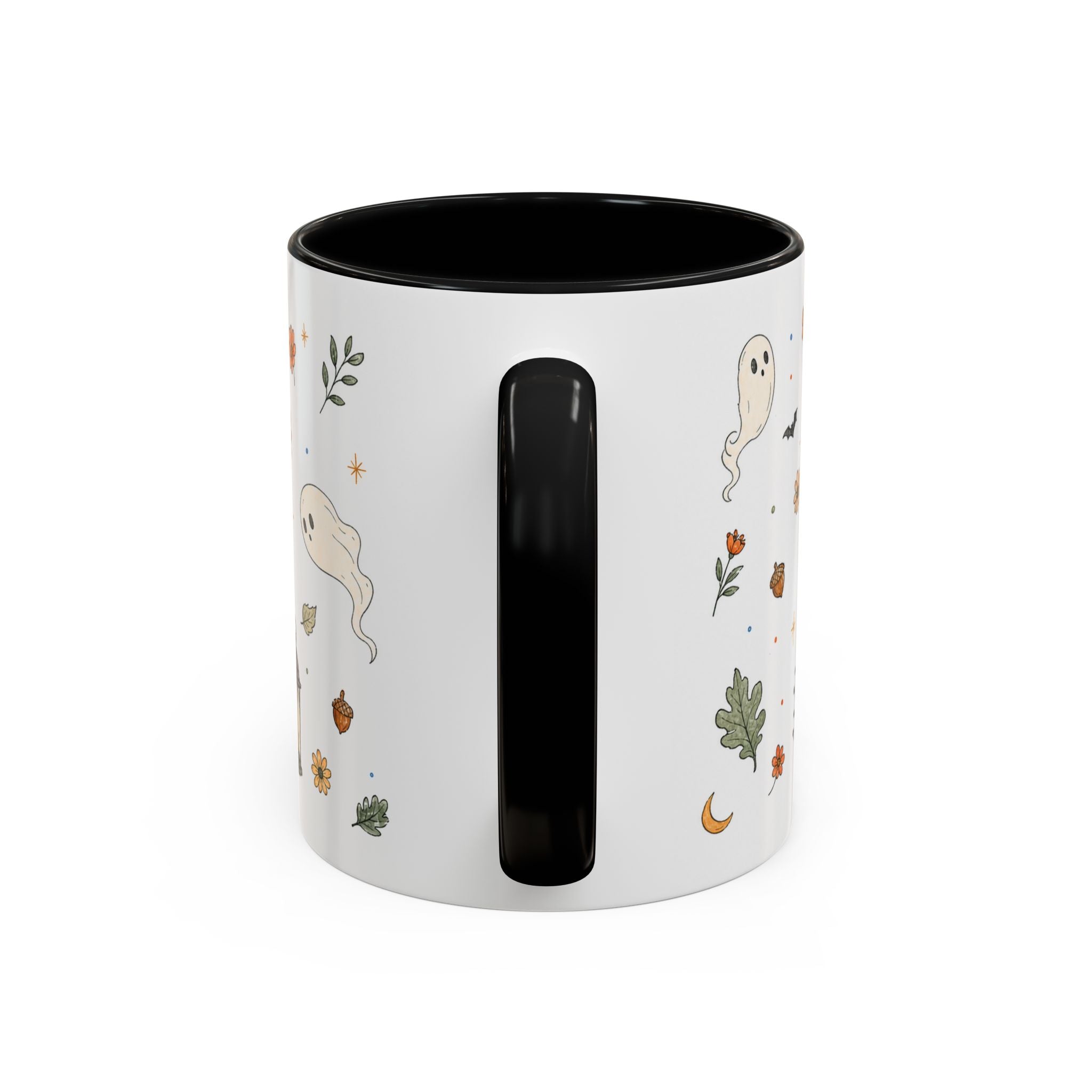Floral Pumpkin Halloween Mug | Friendly Ghost Watercolor Gift | Accent Cup 11oz 15oz