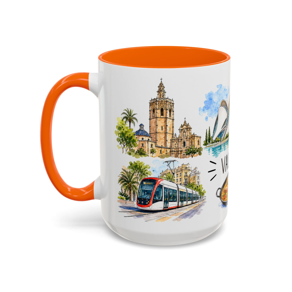 Valencia Illustrated Travel Mug | City Souvenir Accent Coffee Mug | 11oz 15oz Ceramic Cup