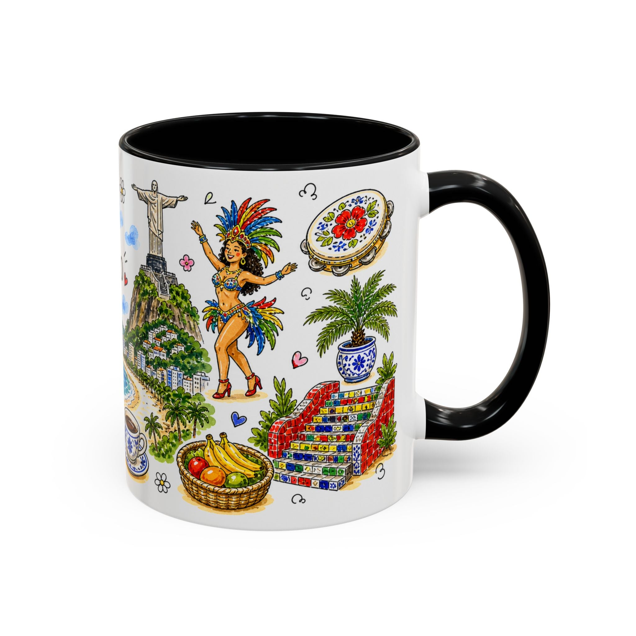 Rio de Janeiro Illustrated Travel Mug | City Souvenir Accent Coffee Mug | 11oz 15oz Ceramic Cup