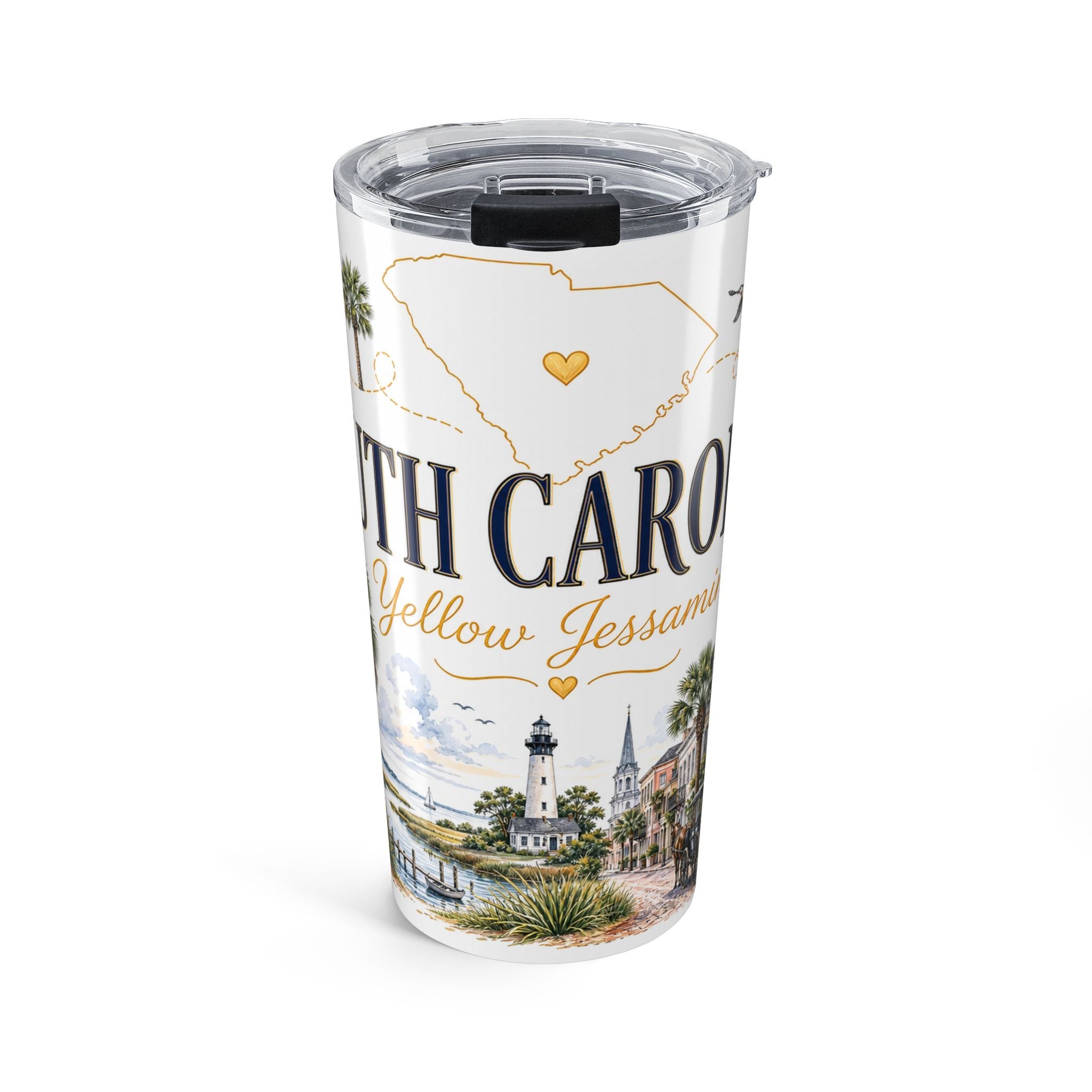 South Carolina State Flower 20oz Tumbler | Yellow Jessamine Botanical State Flower Gift | Insulated Stainless Steel Travel Cup