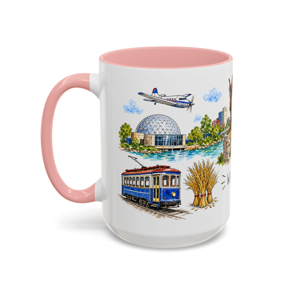Wichita Illustrated Travel Mug | City Souvenir Accent Coffee Mug | 11oz 15oz Ceramic Cup