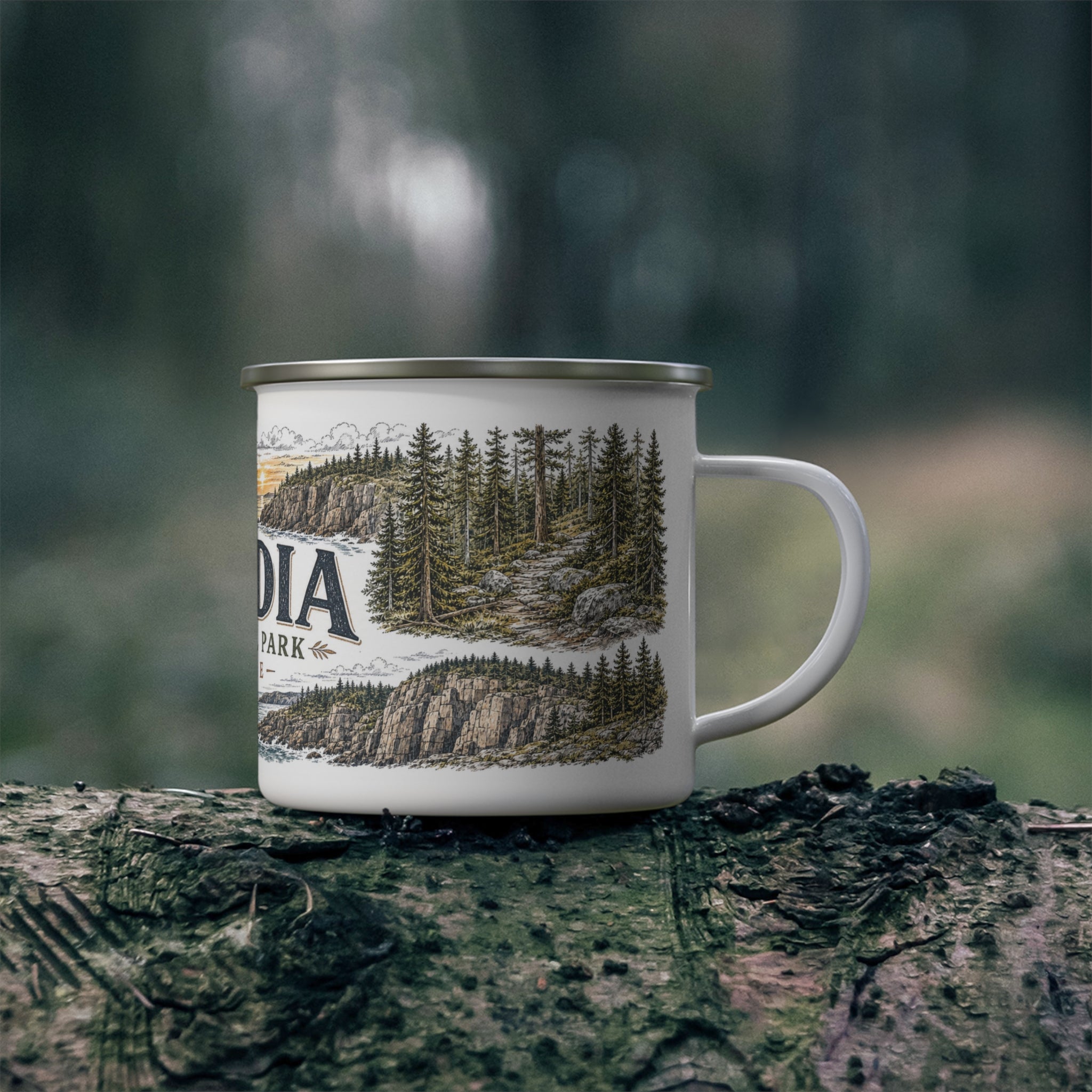Acadia National Park Vintage Enamel Camping Mug | 12oz National Park Hiking Gift