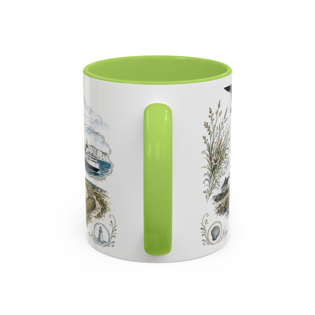 White Cliffs of Dover Mug, England Travel Souvenir, Bucket List Gift, Accent Ceramic Coffee Mug 11oz 15oz