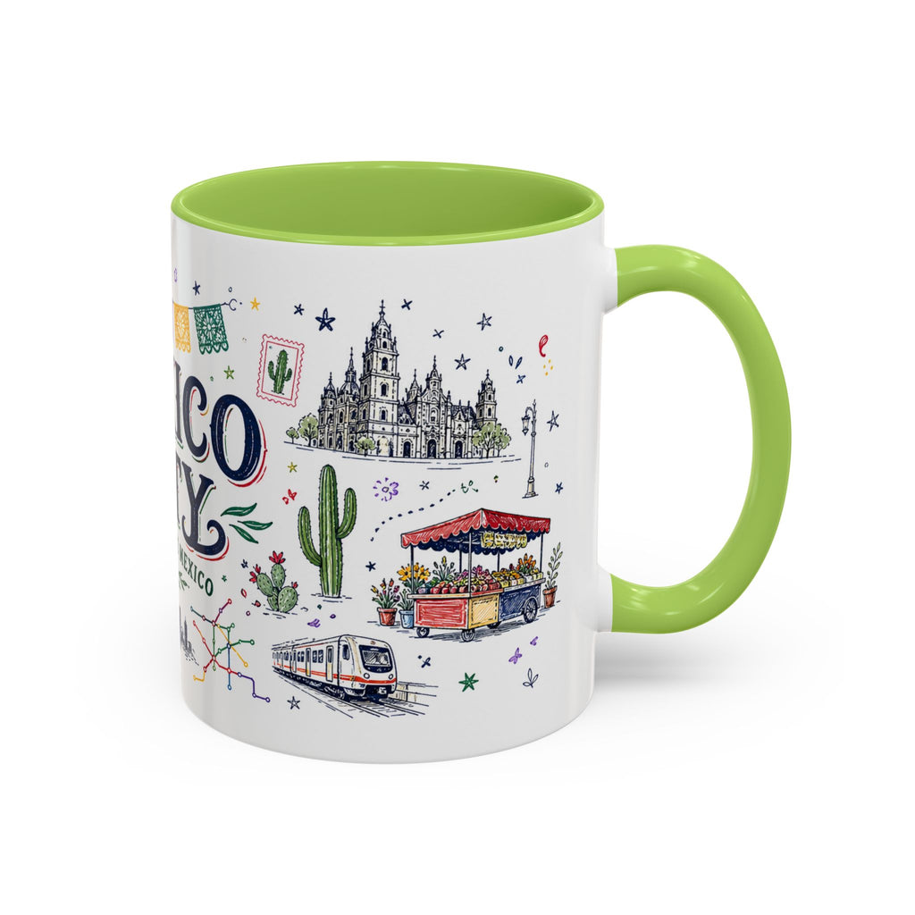 Mexico City Coffee Mug | Mexico Souvenir Travel Gift | Accent Color Ceramic 11oz 15oz