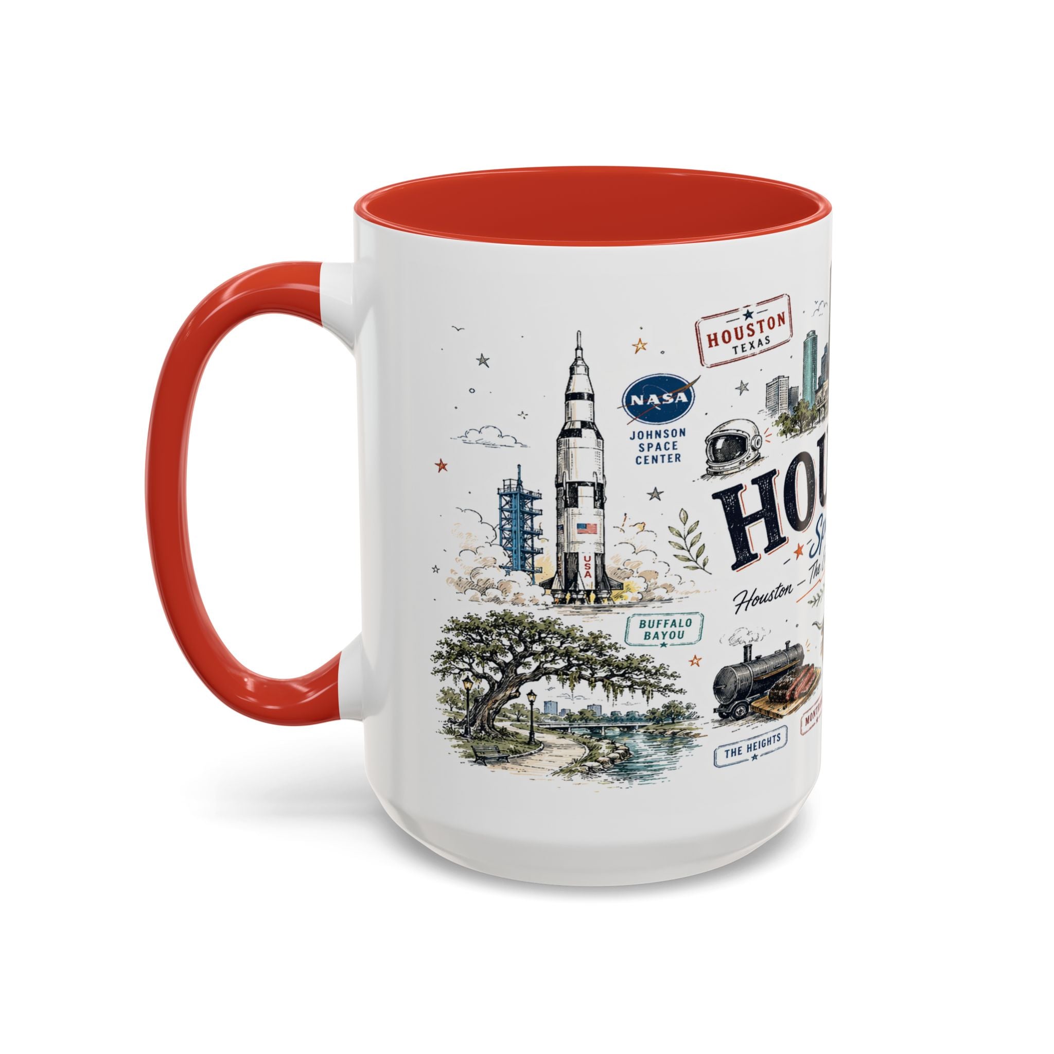 Houston Coffee Mug | Texas Souvenir City Gift | Accent Color Ceramic 11oz 15oz