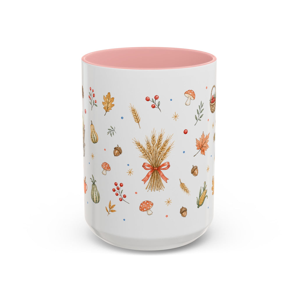 Thanksgiving Mug | Country Harvest Watercolor Gift | Pumpkin Scarecrow Accent Cup 11oz 15oz
