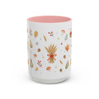 Thanksgiving Mug | Country Harvest Watercolor Gift | Pumpkin Scarecrow Accent Cup 11oz 15oz