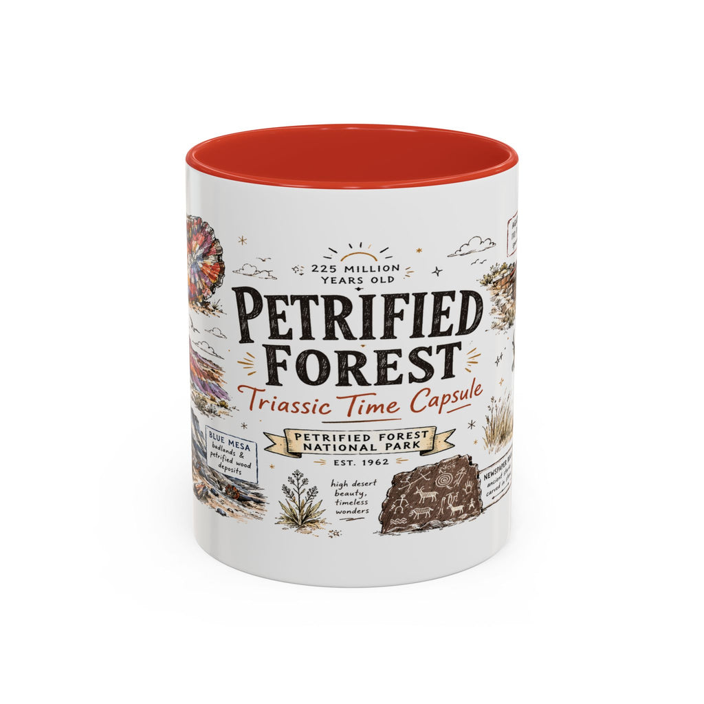 Petrified Forest National Park Coffee Mug | Arizona Painted Desert Fossil Gift | Accent Color Ceramic 11oz 15oz