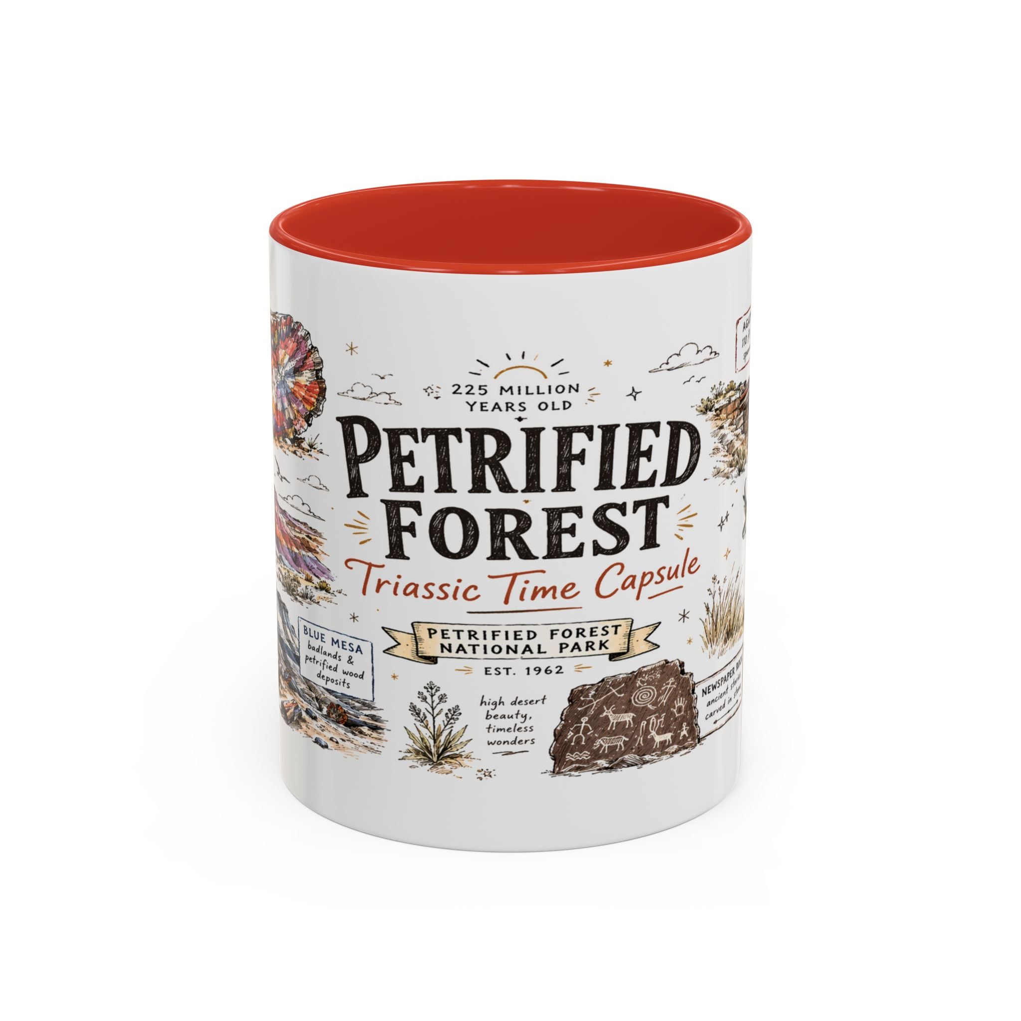 Petrified Forest National Park Coffee Mug | Arizona Painted Desert Fossil Gift | Accent Color Ceramic 11oz 15oz