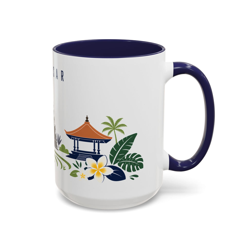 Denpasar Coffee Mug | Indonesia Travel Souvenir | Porcelain Decal City Gift | 11oz 15oz Accent Mug