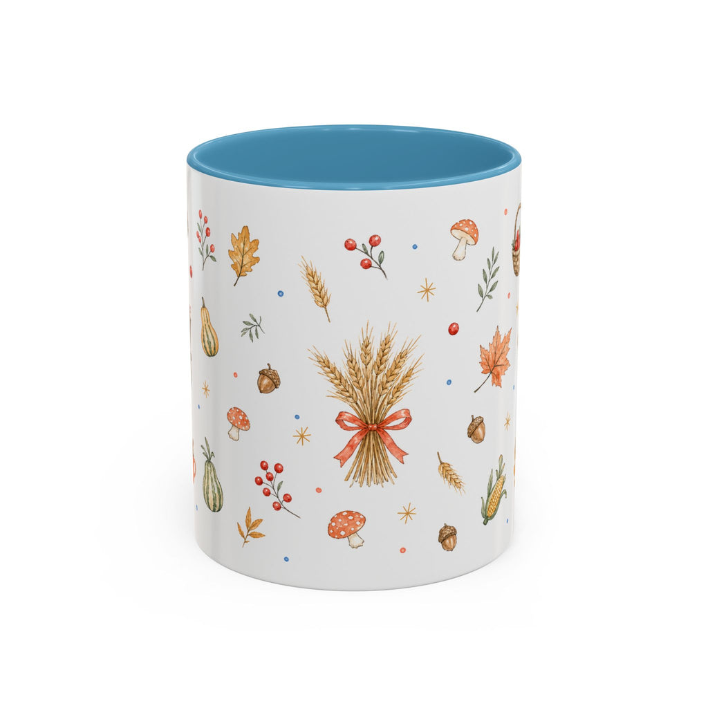 Thanksgiving Mug | Country Harvest Watercolor Gift | Pumpkin Scarecrow Accent Cup 11oz 15oz