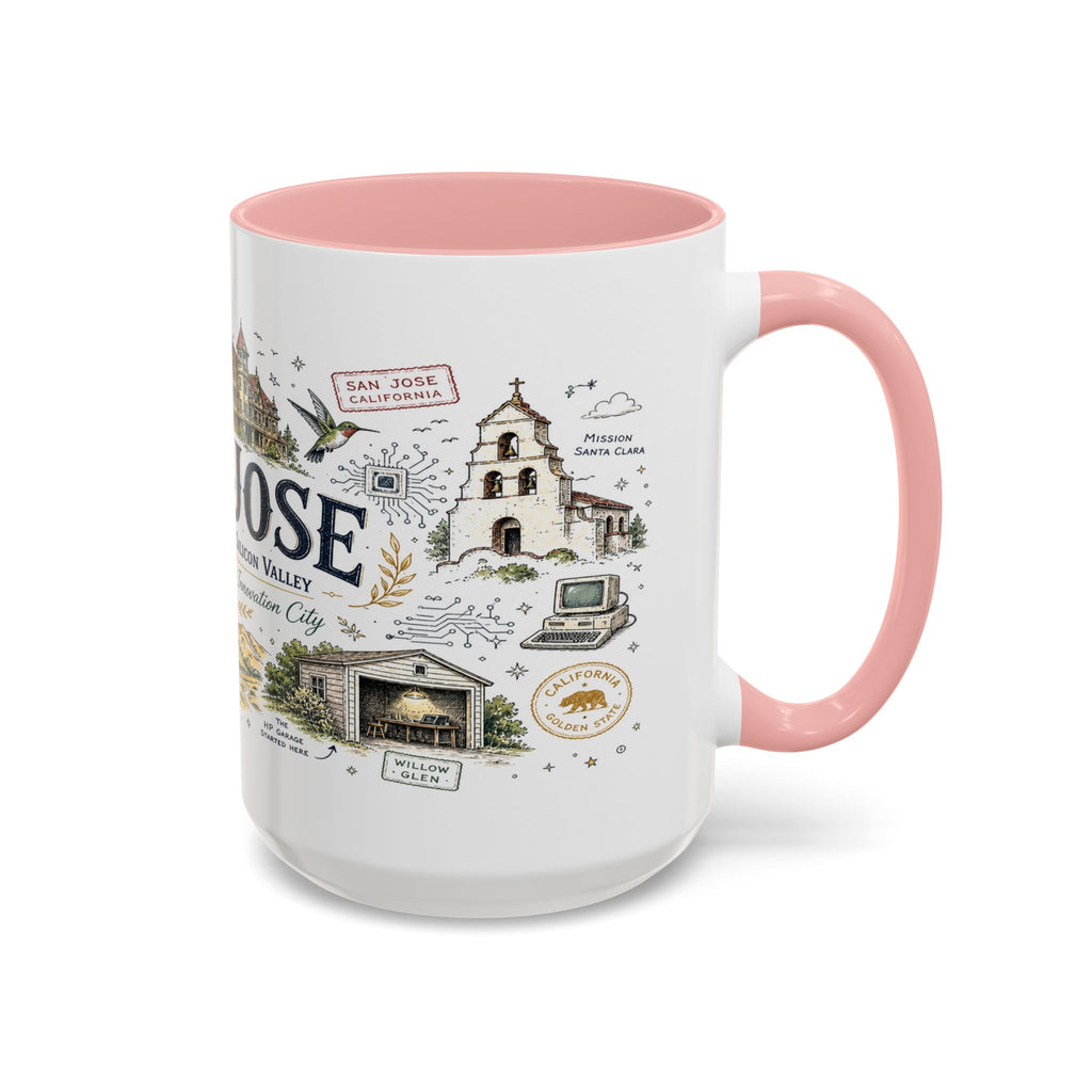 San Jose Coffee Mug | California Souvenir City Gift | Accent Color Ceramic 11oz 15oz