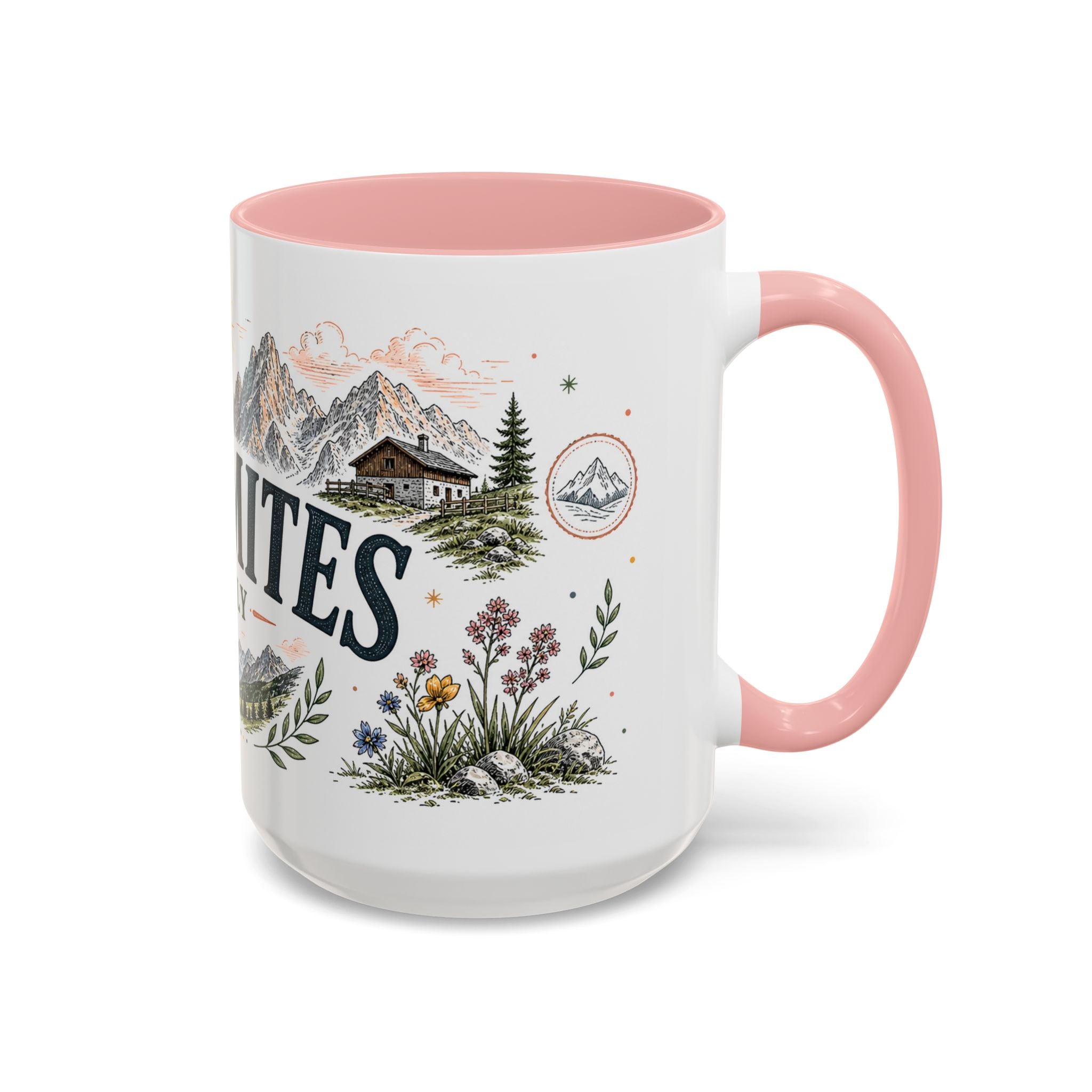 Dolomites Coffee Mug | Travel Destination Souvenir Gift | Accent Color Ceramic 11oz 15oz