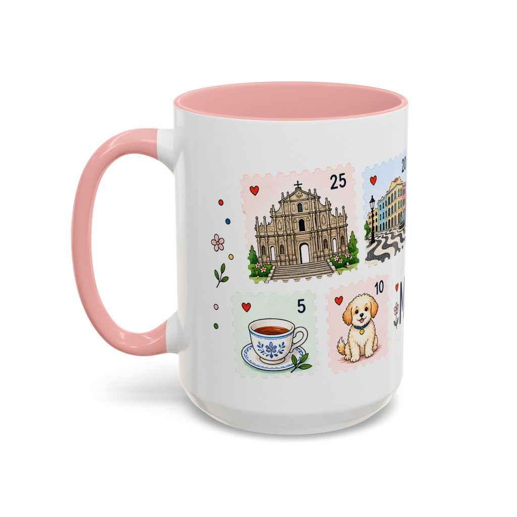 Macau Coffee Mug | Postage Stamp Collage Mug | Travel Souvenir Accent Cup 11oz 15oz