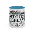 Scottish Highlands Coffee Mug | Travel Destination Souvenir Gift | Accent Color Ceramic 11oz 15oz