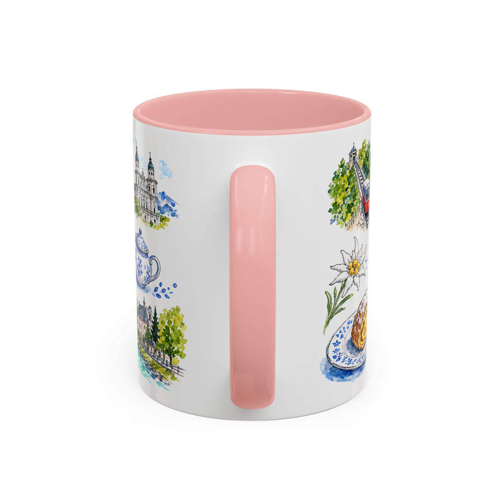 Salzburg Illustrated Travel Mug | City Souvenir Accent Coffee Mug | 11oz 15oz Ceramic Cup