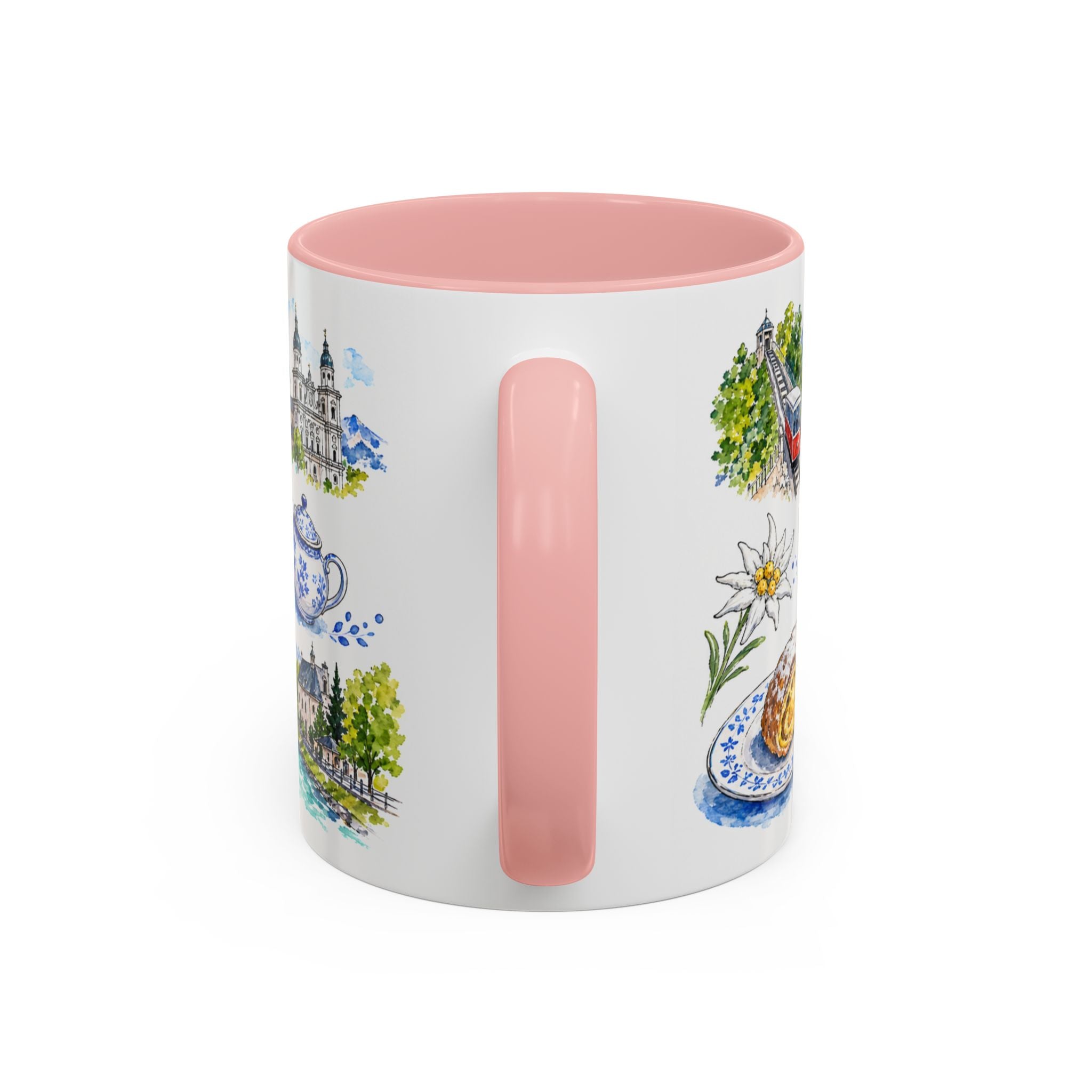 Salzburg Illustrated Travel Mug | City Souvenir Accent Coffee Mug | 11oz 15oz Ceramic Cup