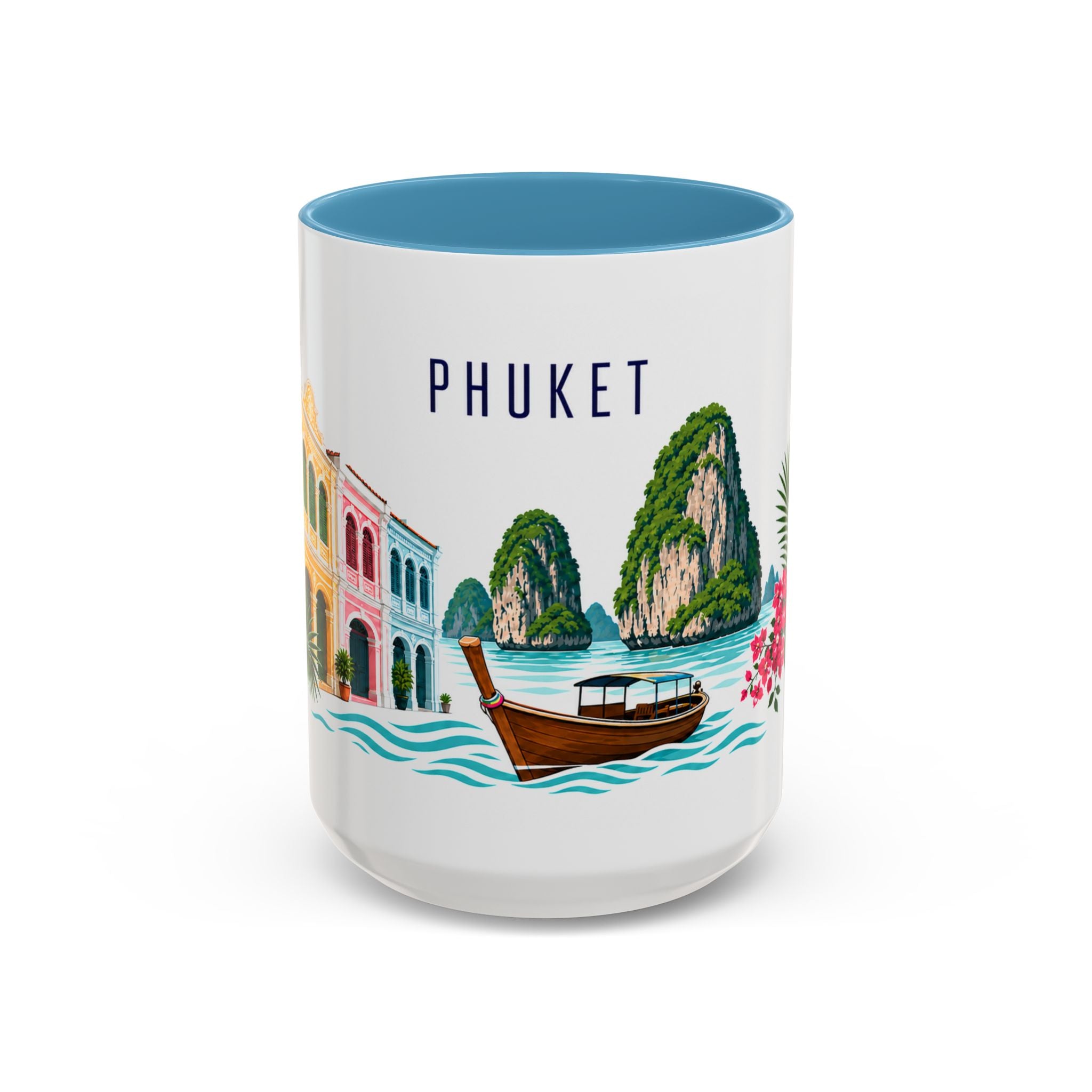 Phuket Coffee Mug | Thailand Travel Souvenir | Porcelain Decal City Gift | 11oz 15oz Accent Mug