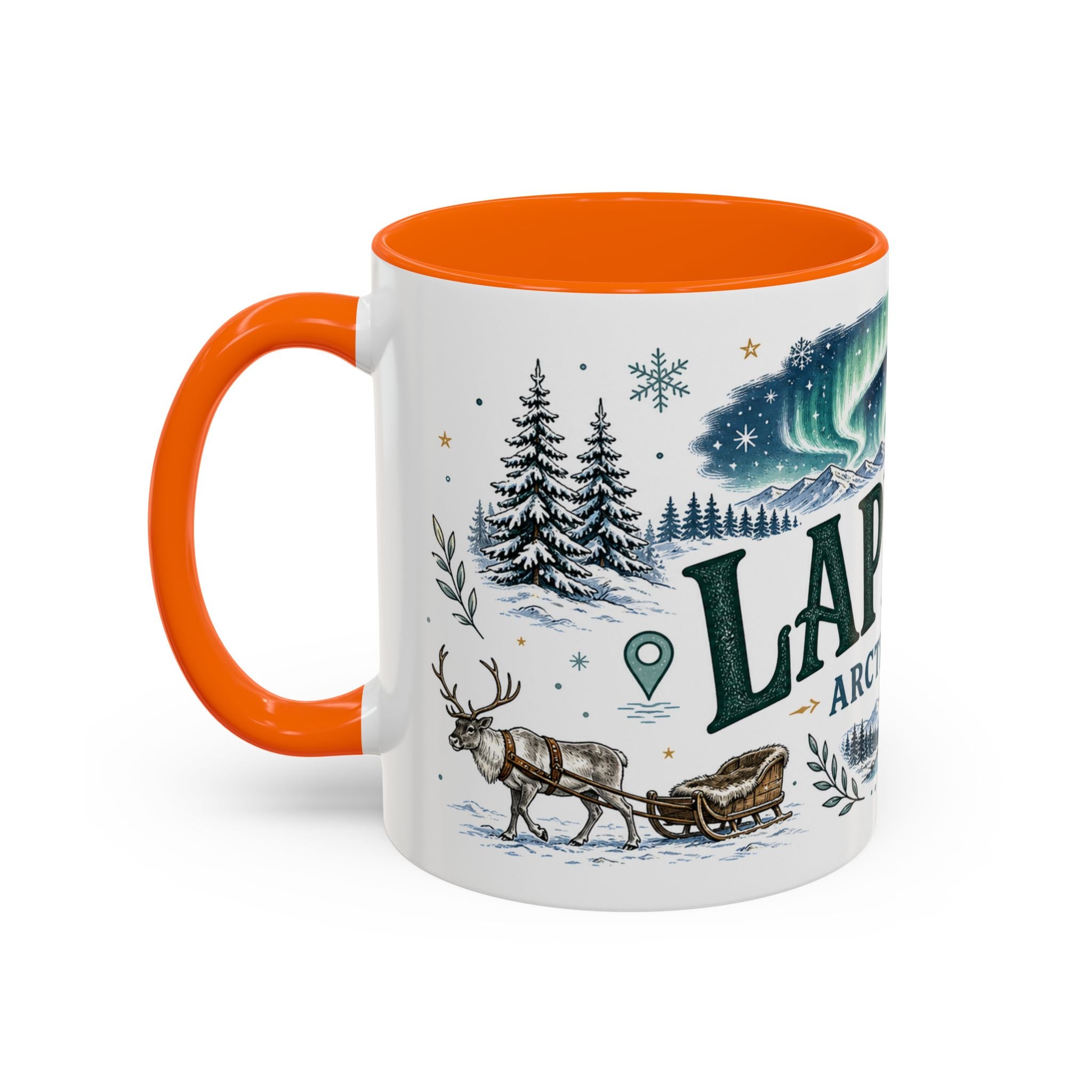 Lapland Coffee Mug | Travel Destination Souvenir Gift | Accent Color Ceramic 11oz 15oz