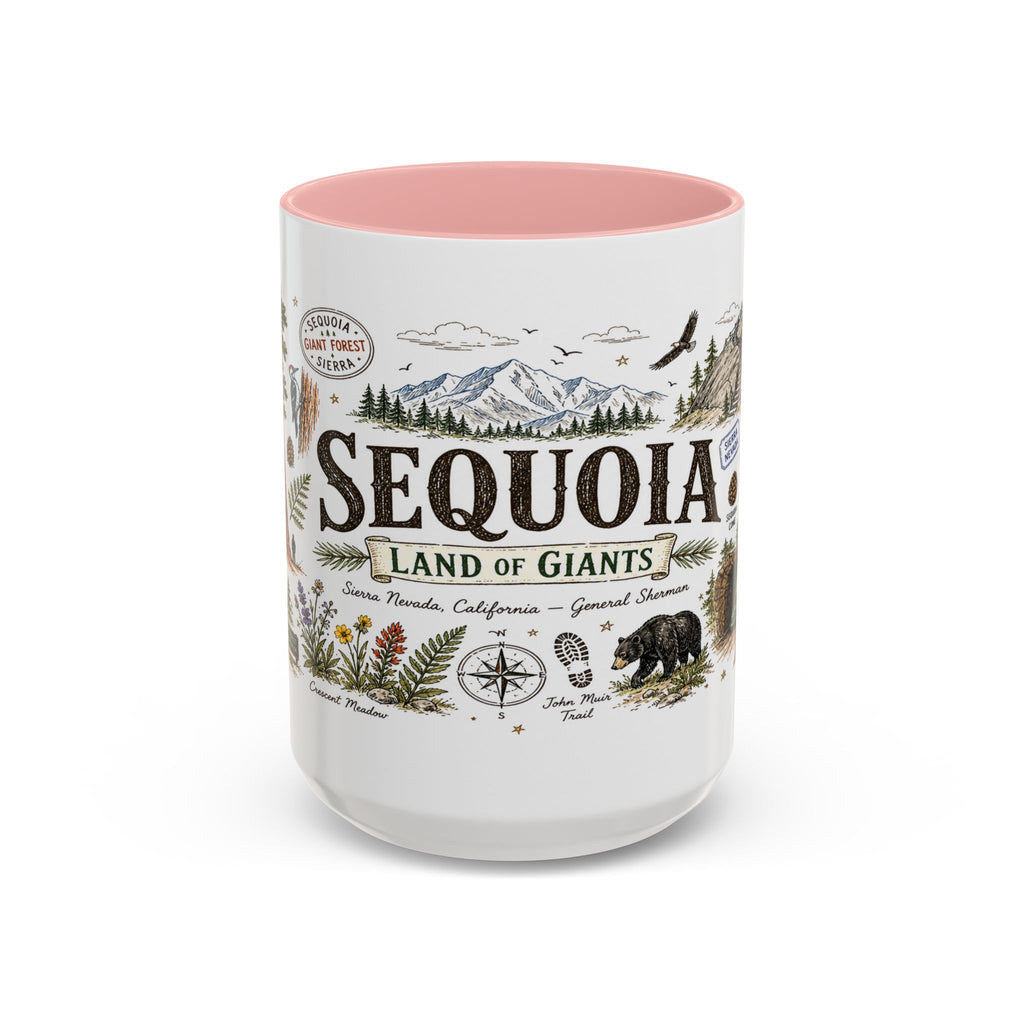 Sequoia Coffee Mug | National Park Hiking California Gift | Accent Color Ceramic 11oz 15oz