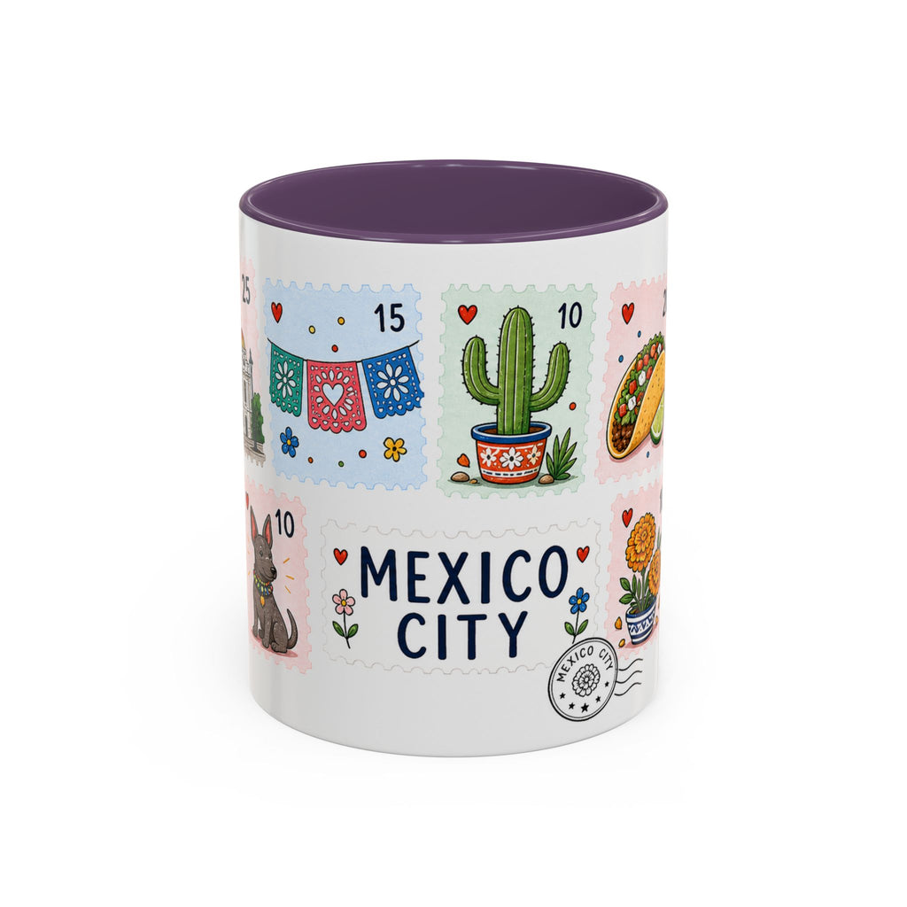 Mexico City Coffee Mug | Postage Stamp Collage Mug | Travel Souvenir Accent Cup 11oz 15oz