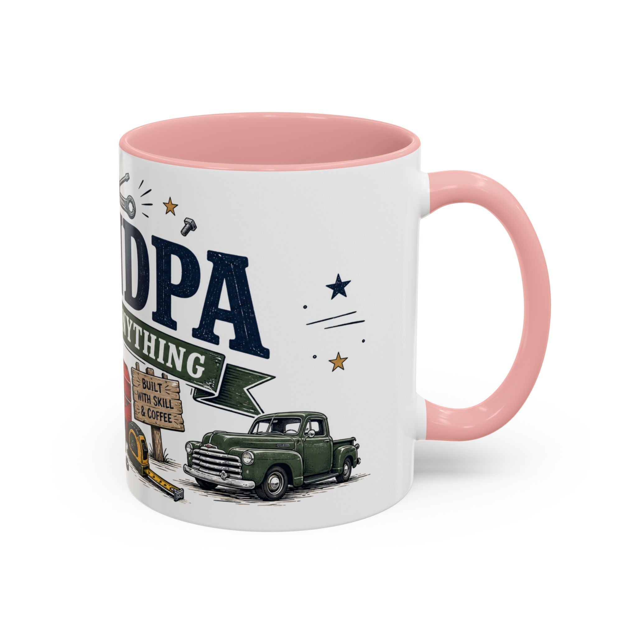Grandpa Can Fix Anything Coffee Mug | Funny Gift From Grandkids | Accent Ceramic 11oz 15oz