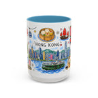 Hong Kong Illustrated Travel Mug | City Souvenir Accent Coffee Mug | 11oz 15oz Ceramic Cup