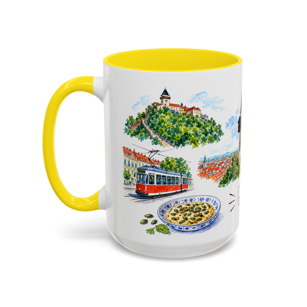 Graz Illustrated Travel Mug | City Souvenir Accent Coffee Mug | 11oz 15oz Ceramic Cup