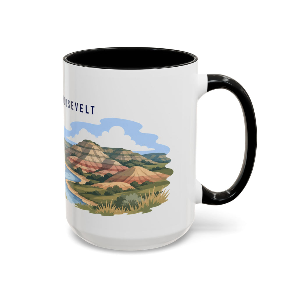Theodore Roosevelt National Park Coffee Mug | Solid Color Block Park Souvenir | 11oz 15oz Accent Mug