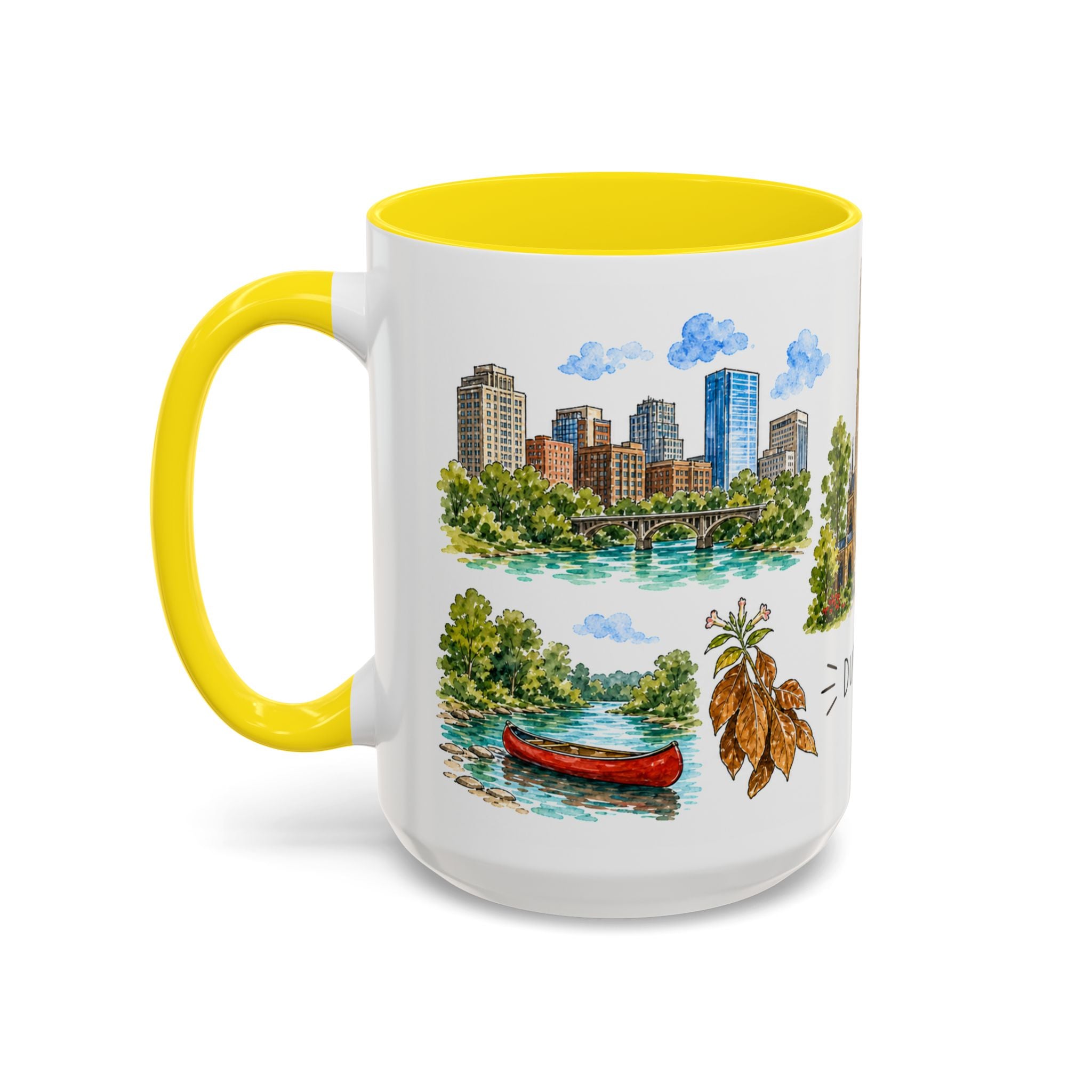 Durham Illustrated Travel Mug | City Souvenir Accent Coffee Mug | 11oz 15oz Ceramic Cup