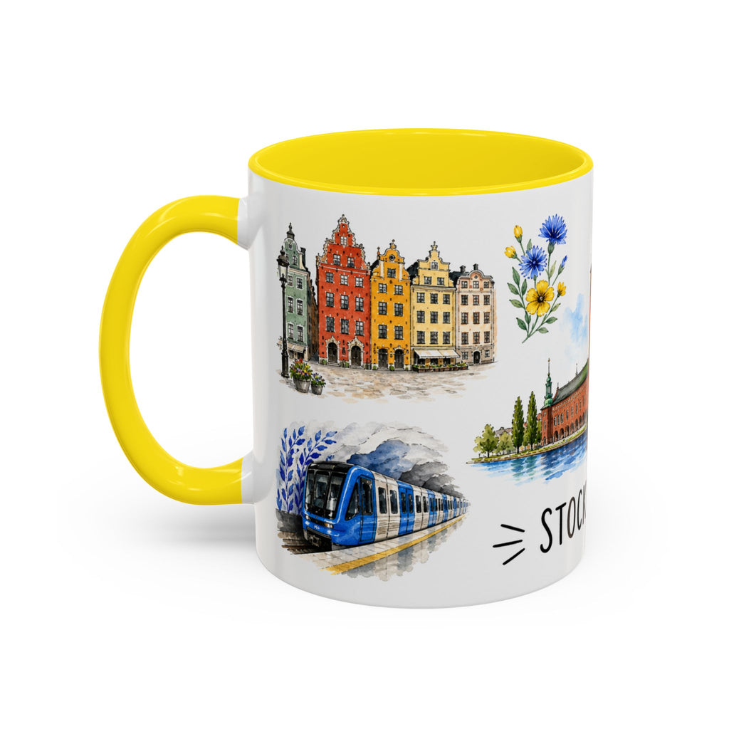 Stockholm Illustrated Travel Mug | City Souvenir Accent Coffee Mug | 11oz 15oz Ceramic Cup