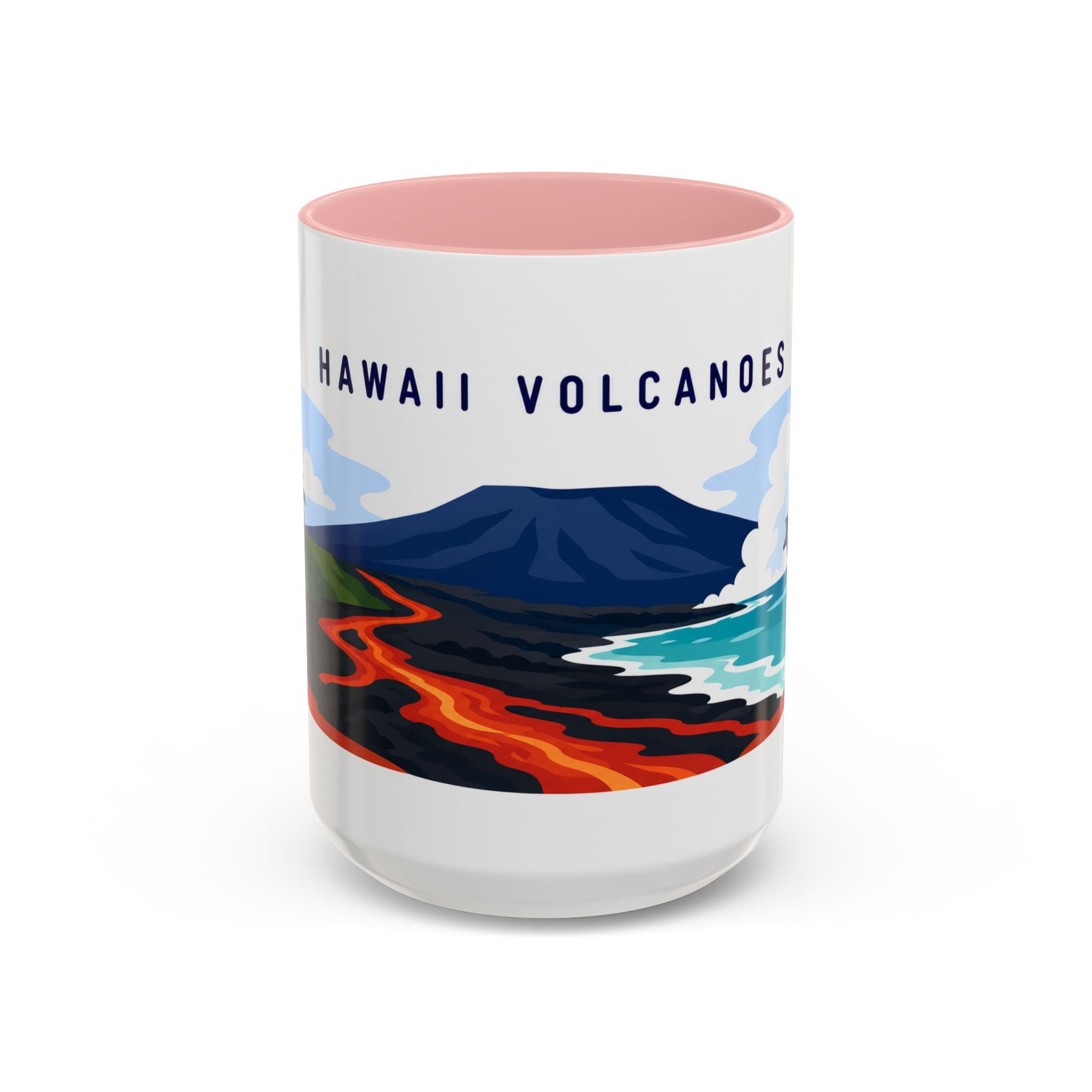 Hawaii Volcanoes Coffee Mug | Travel Destination Souvenir Gift | Accent Color Ceramic 11oz 15oz