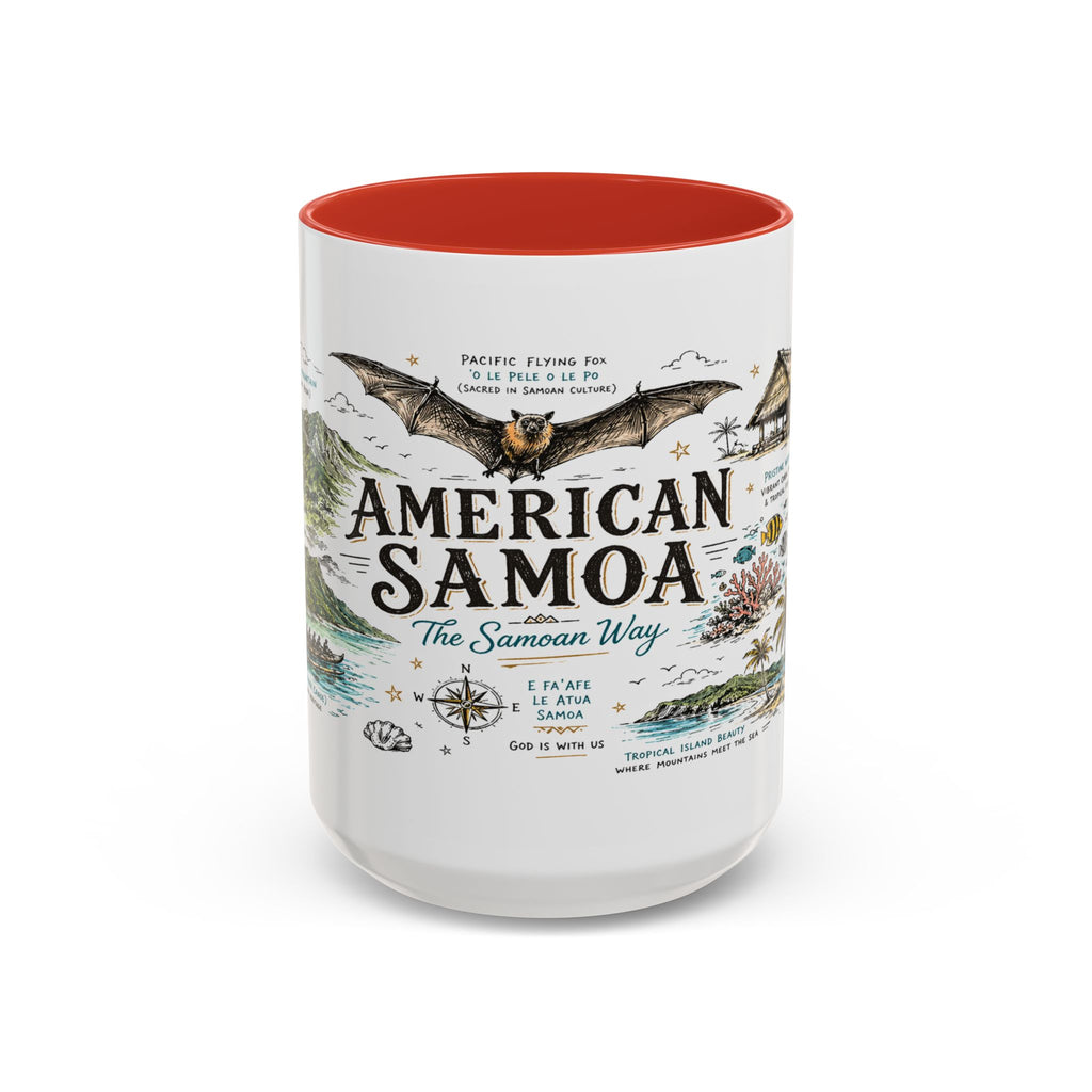 American Samoa National Park Coffee Mug | Pacific Island Rainforest Reef Gift | Accent Color Ceramic 11oz 15oz