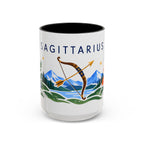 Sagittarius Zodiac Coffee Mug | Bow and Arrow Design | Astrology Birthday Gift | 11 oz 15 oz Ceramic Accent Mug