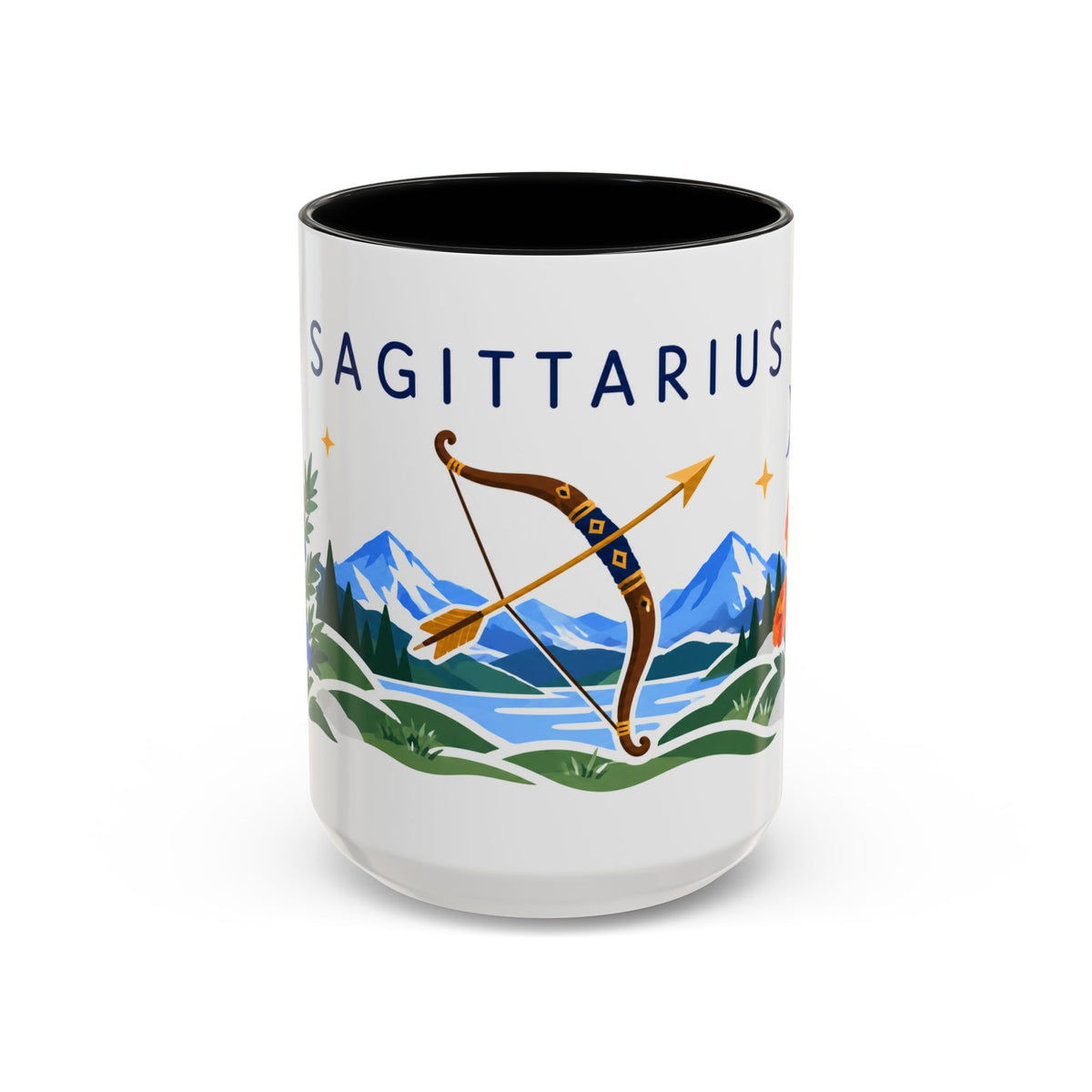 Sagittarius Zodiac Coffee Mug | Bow and Arrow Design | Astrology Birthday Gift | 11 oz 15 oz Ceramic Accent Mug